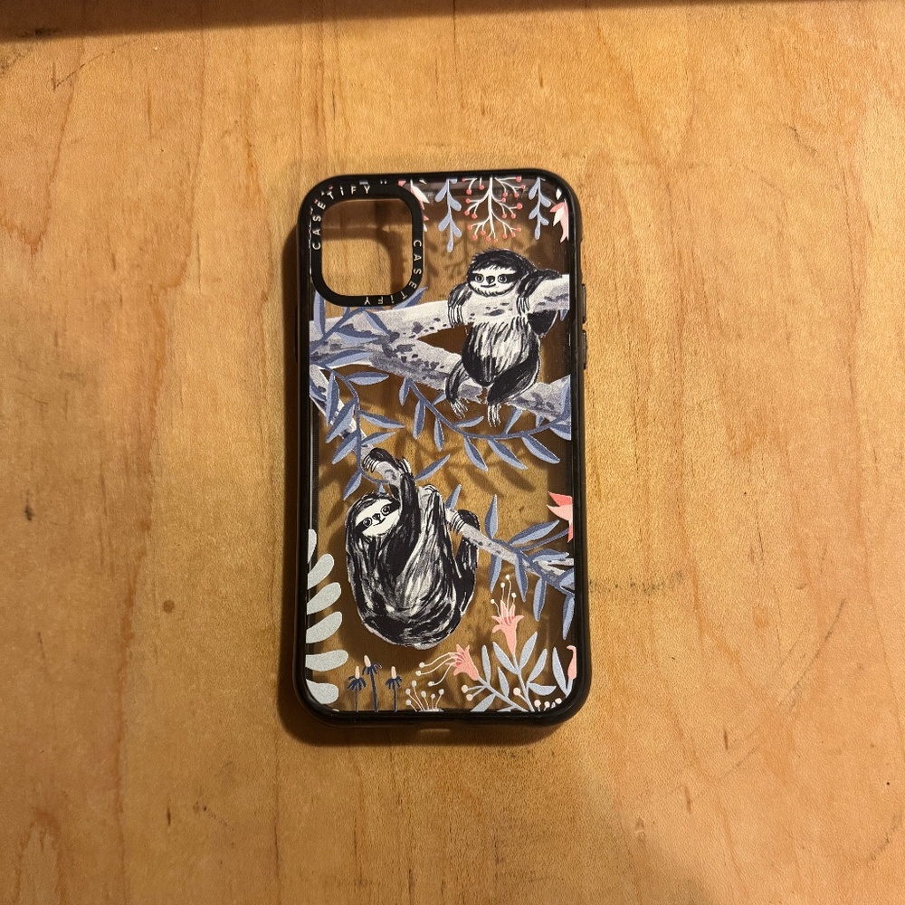 Casetify Clear Sloth & Vine Floral Protective Impact Case for iPhone 11